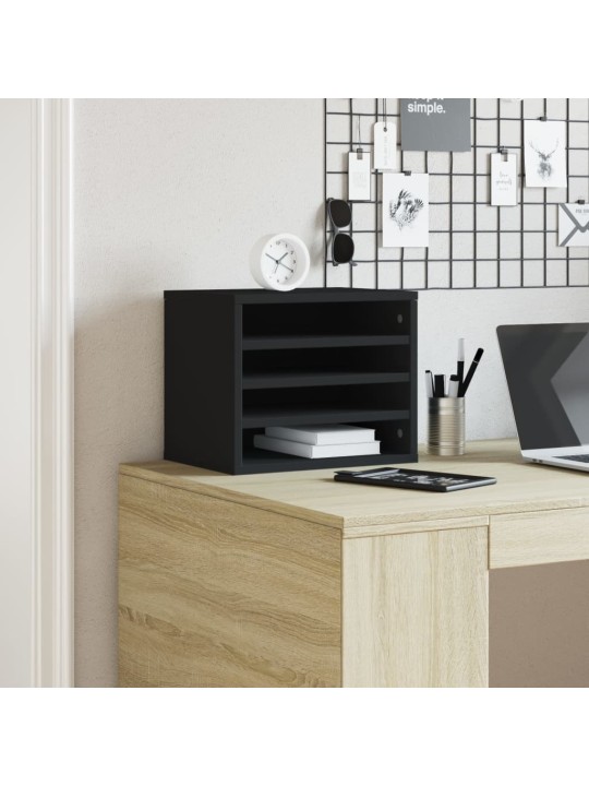 Stolní organizér černý 36 x 26 x 29,5 cm kompozitní dřevo