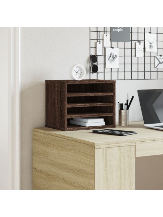 Stolní organizér hnědý dub 36 x 26 x 29,5 cm kompozitní dřevo