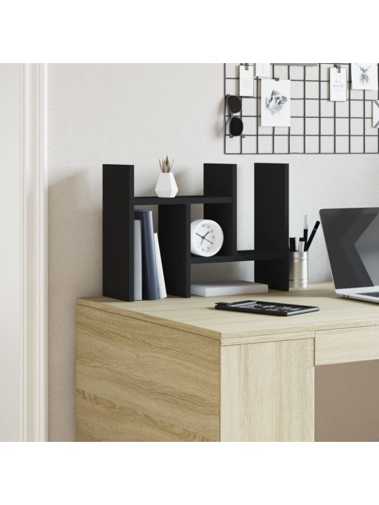 Stolní organizér černý 34,5 x 15,5 x 35,5 cm kompozitní dřevo