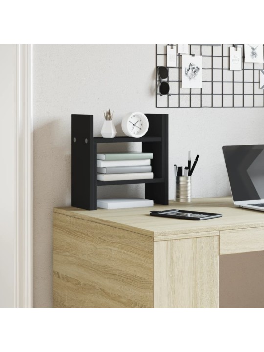 Stolní organizér černý 34,5 x 15,5 x 35,5 cm kompozitní dřevo