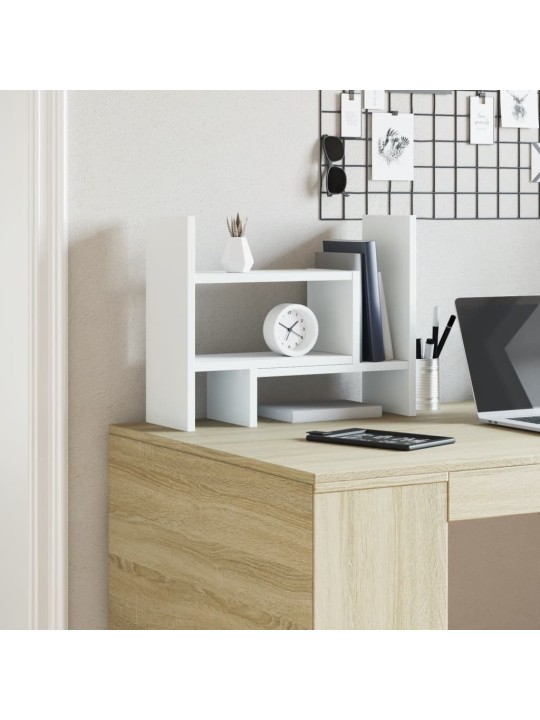 Stolní organizér bílý 38,5 x 17 x 39 cm kompozitní dřevo