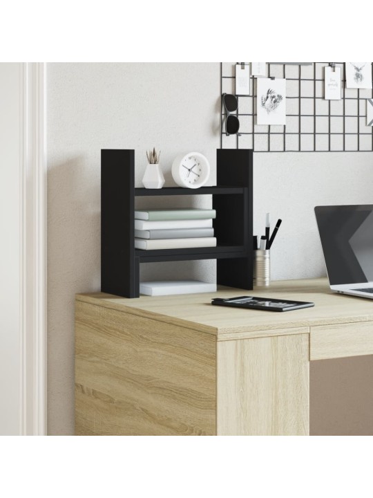 Stolní organizér černý 38,5 x 17 x 39 cm kompozitní dřevo