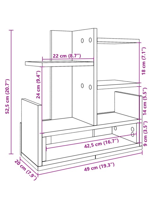 Stolní organizér černý 49 x 20 x 52,5 cm kompozitní dřevo