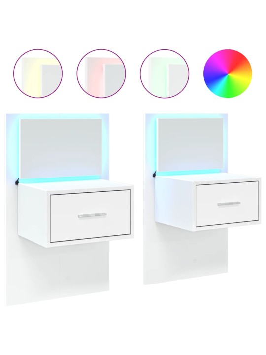 Nástěnné noční stolky s LED osvětlením 2 ks bílé