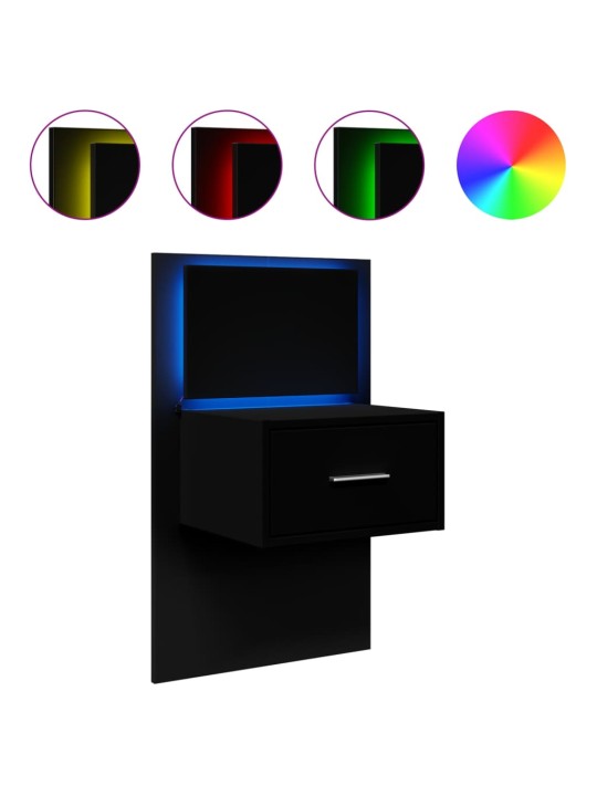 Nástěnný noční stolek s LED osvětlením černý