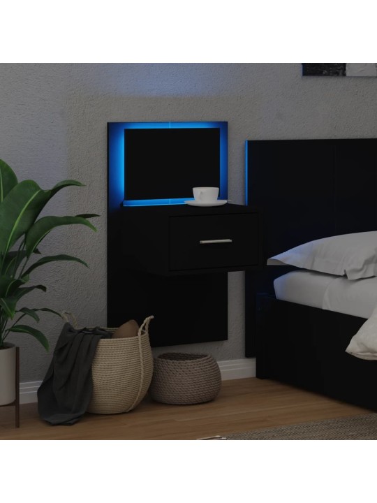 Nástěnný noční stolek s LED osvětlením černý