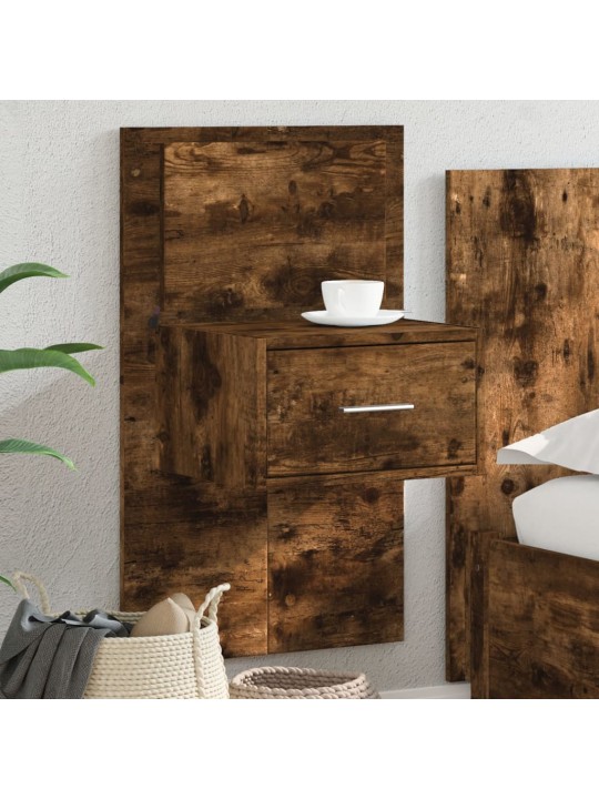 Nástěnný noční stolek s led osvětlením kouřový dub