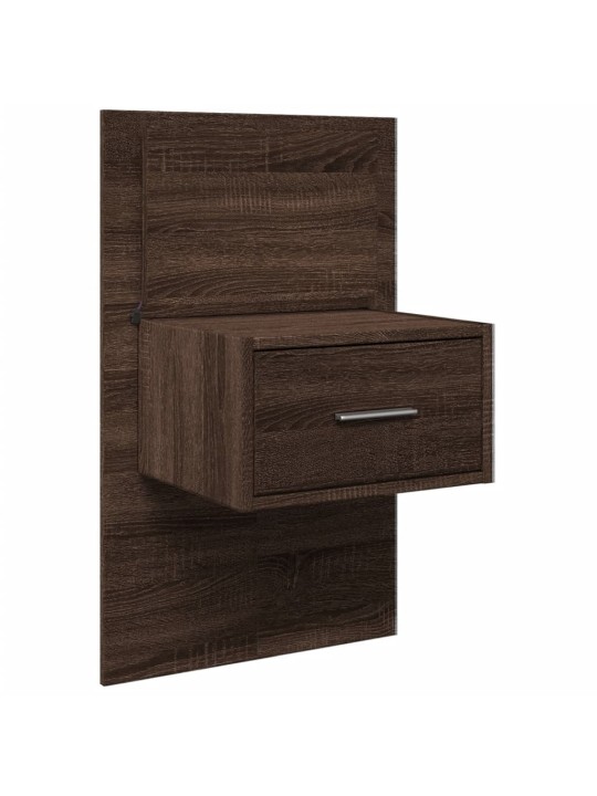 Nástěnný noční stolek s led osvětlením hnědý dub