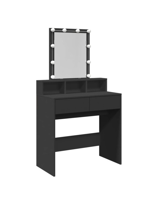 Toaletní stolek s LED černý 80 x 41 x 144,5 cm