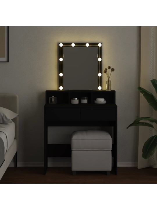 Toaletní stolek s LED černý 80 x 41 x 144,5 cm