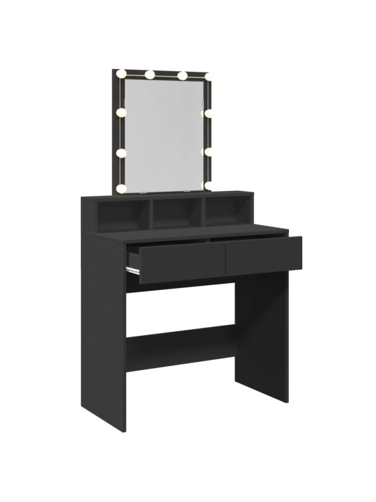Toaletní stolek s LED černý 80 x 41 x 144,5 cm