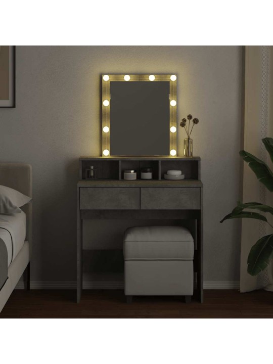 Toaletní stolek s led betonově šedý 80 x 41 x 144,5 cm
