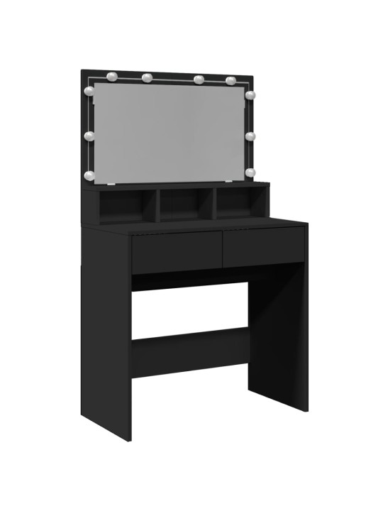 Toaletní stolek s LED černý 80 x 41 x 134,5 cm