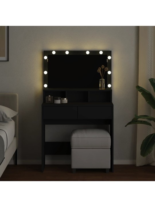 Toaletní stolek s LED černý 80 x 41 x 134,5 cm
