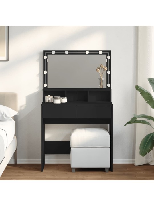 Toaletní stolek s LED černý 80 x 41 x 134,5 cm