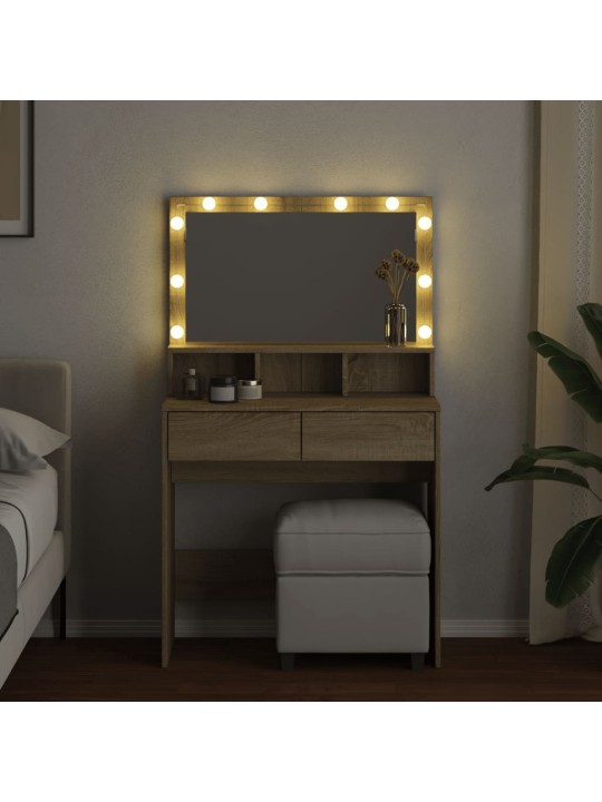 Toaletní stolek s led dub sonoma 80 x 41 x 134,5 cm
