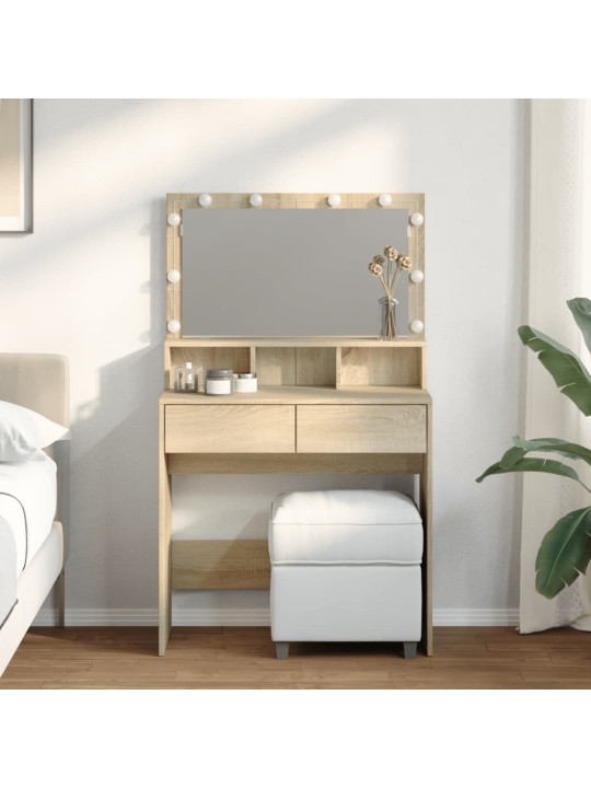 Toaletní stolek s led dub sonoma 80 x 41 x 134,5 cm