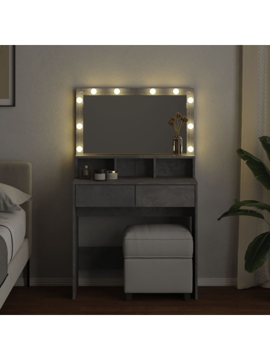 Toaletní stolek s led betonově šedý 80 x 41 x 134,5 cm