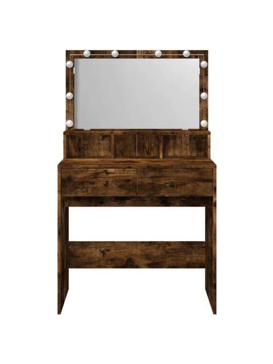 Toaletní stolek s led kouřový dub 80 x 41 x 134,5 cm
