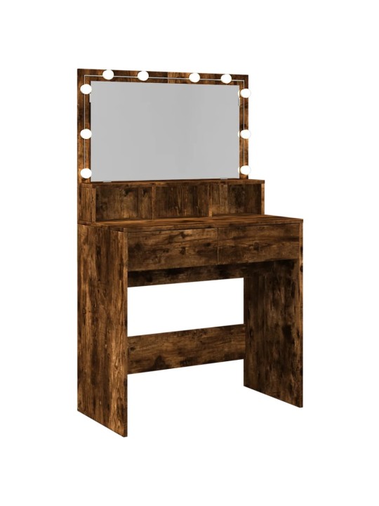 Toaletní stolek s led kouřový dub 80 x 41 x 134,5 cm