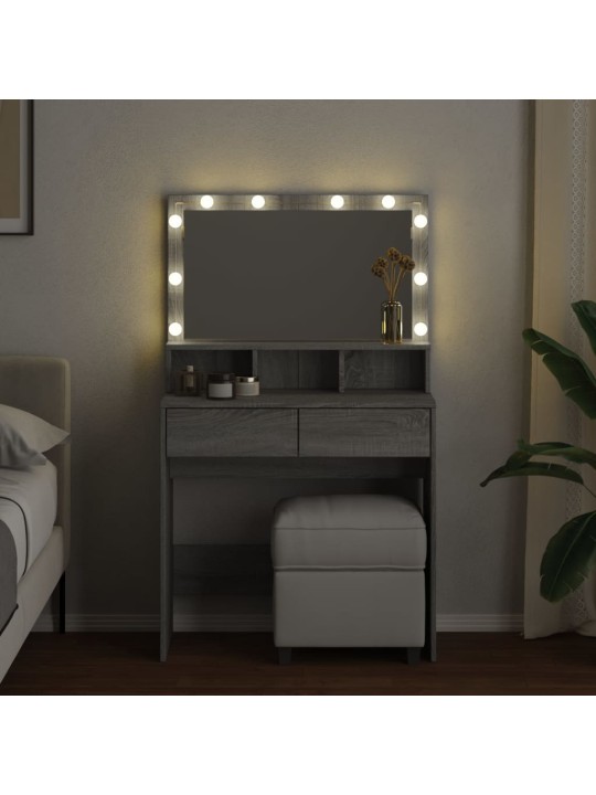 Toaletní stolek s led šedý sonoma 80 x 41 x 134,5 cm