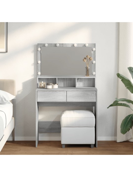 Toaletní stolek s led šedý sonoma 80 x 41 x 134,5 cm