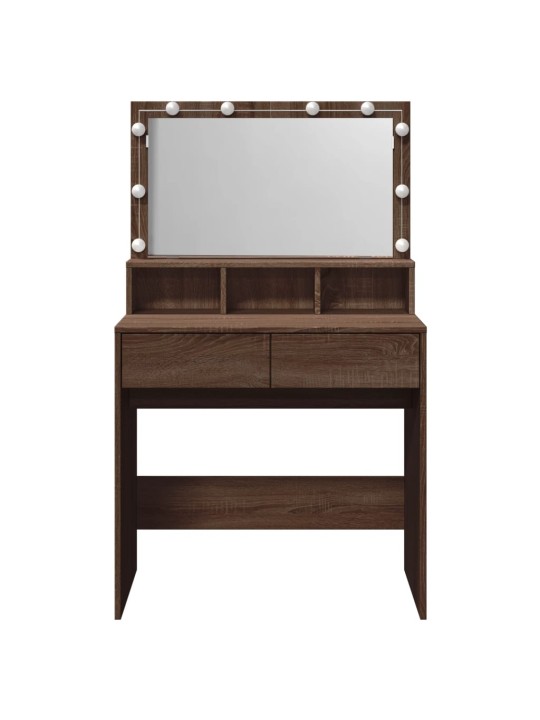 Toaletní stolek s led hnědý dub 80 x 41 x 134,5 cm