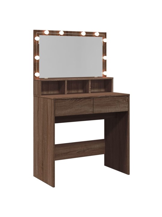 Toaletní stolek s led hnědý dub 80 x 41 x 134,5 cm