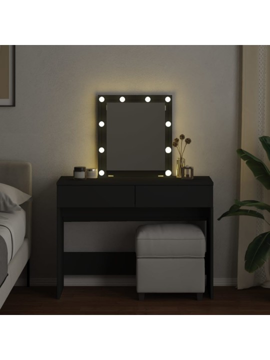 Toaletní stolek s LED černý 100 x 40 x 130 cm