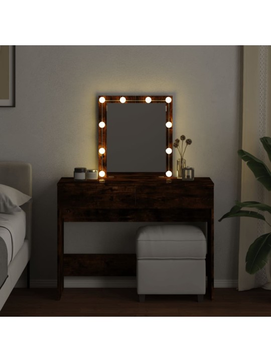 Toaletní stolek s led kouřový dub 100 x 40 x 130 cm