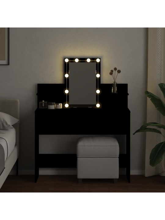 Toaletní stolek s LED černý 100 x 40 x 130 cm