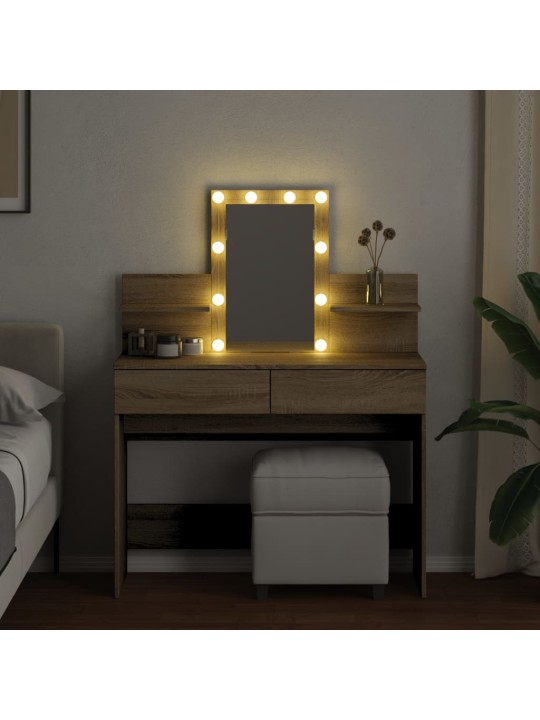 Toaletní stolek s led dub sonoma 100 x 40 x 130 cm