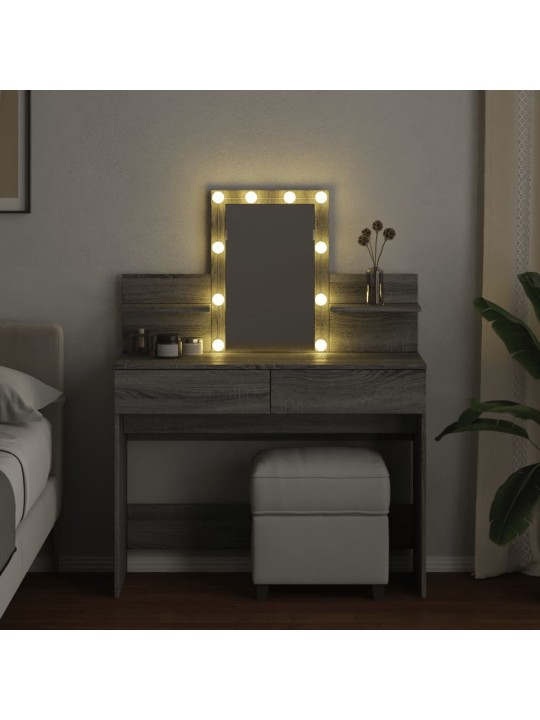 Toaletní stolek s led šedý sonoma 100 x 40 x 130 cm