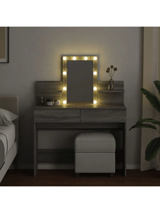 Toaletní stolek s led šedý sonoma 100 x 40 x 130 cm