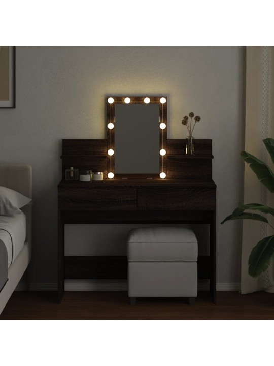 Toaletní stolek s led hnědý dub 100 x 40 x 130 cm