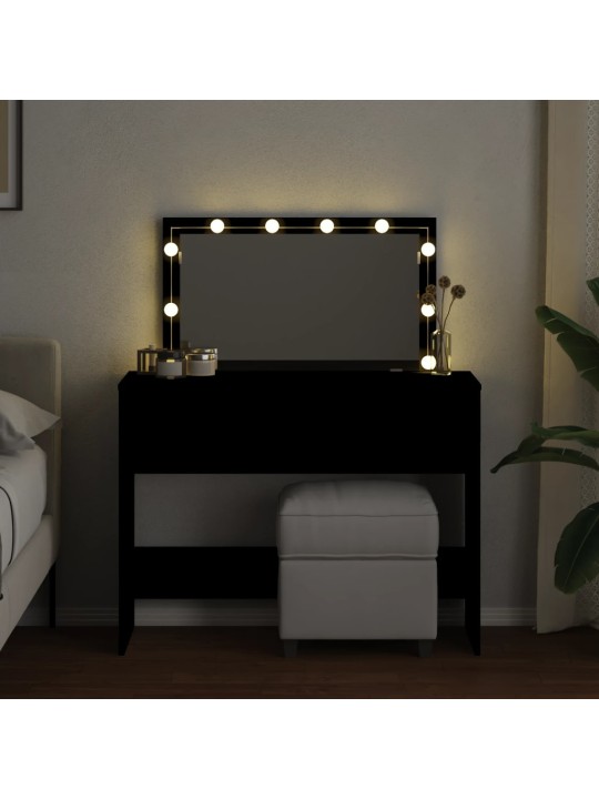 Toaletní stolek s led černý 100 x 40 x 120 cm