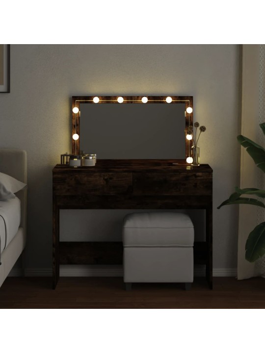 Toaletní stolek s led kouřový dub 100 x 40 x 120 cm