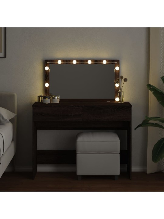 Toaletní stolek s led hnědý dub 100 x 40 x 120 cm