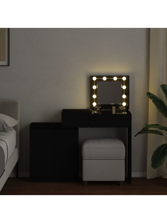 Toaletní stolek s LED černý 115 x 37 x 110,5 cm