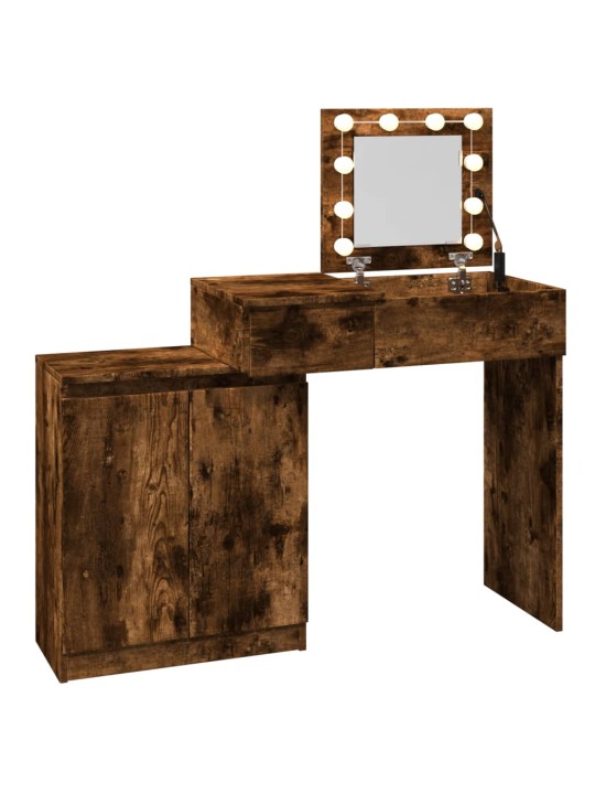 Toaletní stolek s led kouřový dub 115 x 37 x 110,5 cm