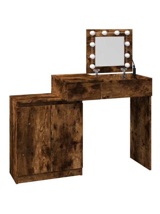 Toaletní stolek s led kouřový dub 115 x 37 x 110,5 cm