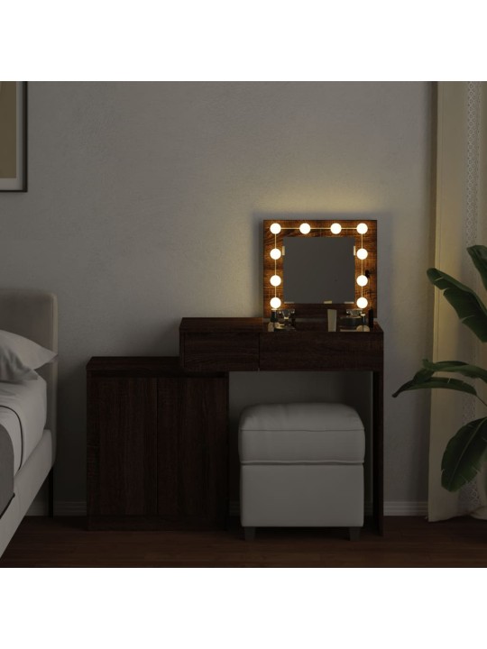 Toaletní stolek s led hnědý dub 115 x 37 x 110,5 cm