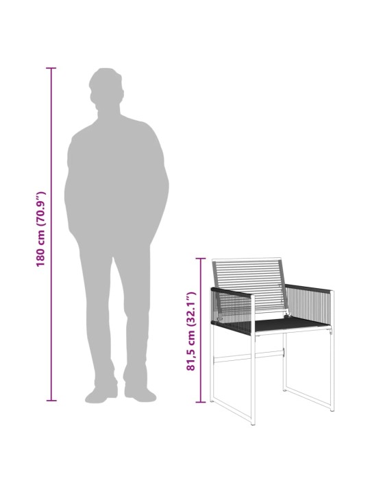 7dílný zahradní jídelní set černý polyratan