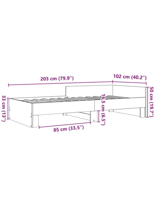 Rám postele šedý sonoma 100 x 200 cm kompozitní dřevo