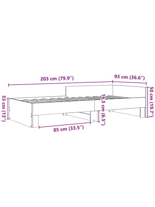 Rám postele šedý sonoma 90 x 200 cm kompozitní dřevo