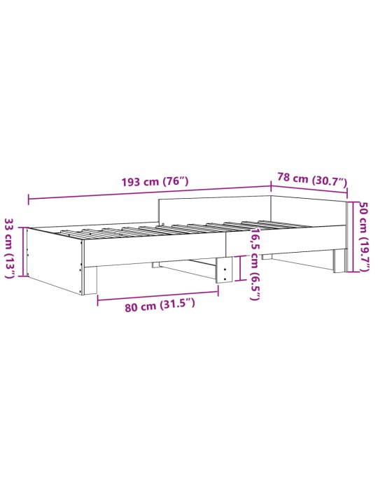 Rám postele černý 75 x 190 cm kompozitní dřevo