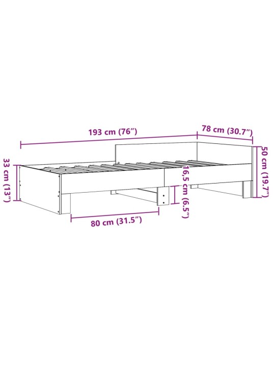 Rám postele šedý sonoma 75 x 190 cm kompozitní dřevo