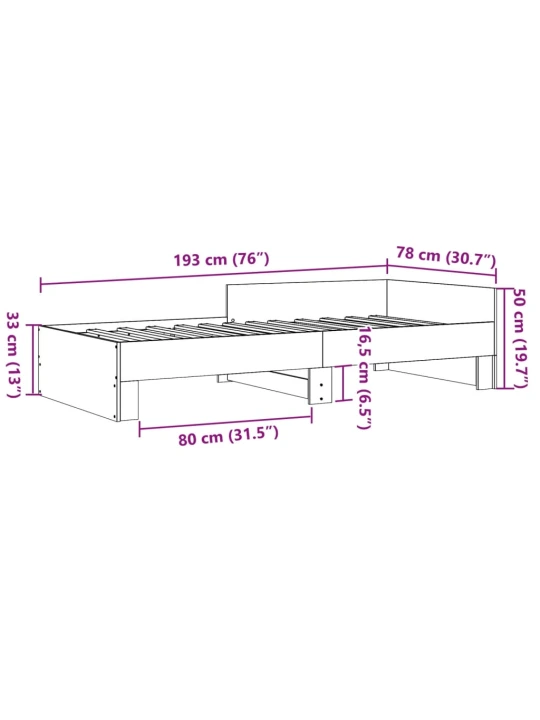 Rám postele šedý sonoma 75 x 190 cm kompozitní dřevo