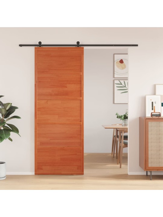 Posuvné dveře voskově hnědé 80 x 208 cm masivní borové dřevo