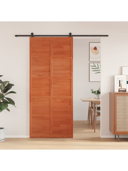 Posuvné dveře voskově hnědé 90 x 208 cm masivní borové dřevo